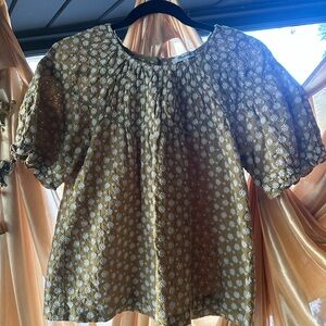 Floral Patterned Madewell Top Mustard